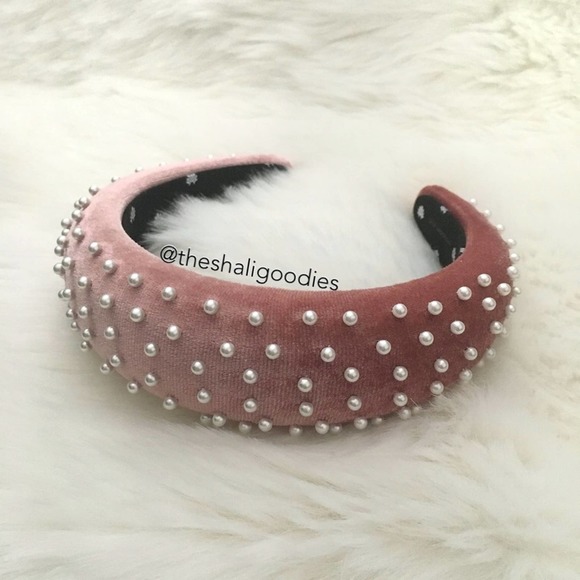 LELE SADOUGHI Dusty Rose Pearl Padded Headband